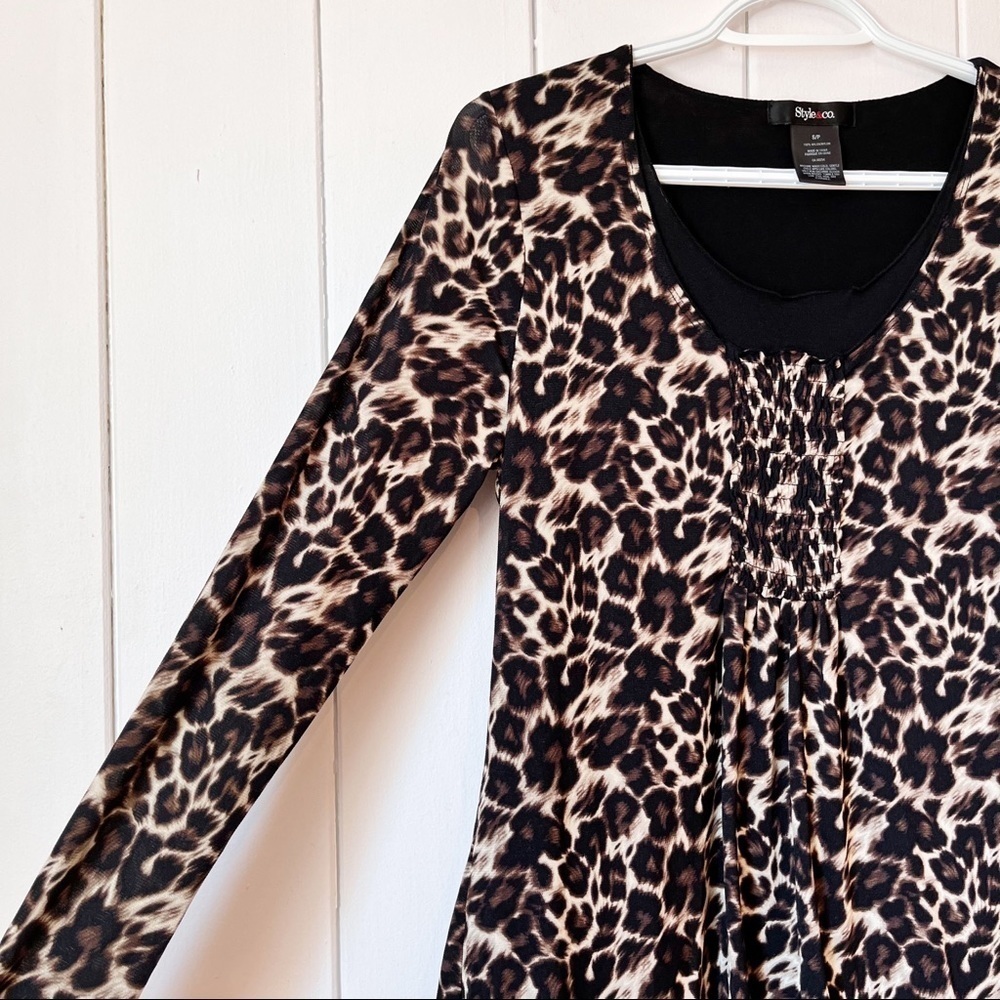 Style & Co. Leopard Print Top. Size Small. 100% Nylon.